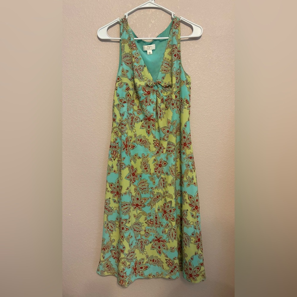 LOFT Floral Maxi Dress - Green and Blue